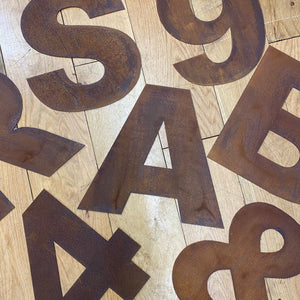 12" Rusty Fat Font Metal Letters A-Z 0-9.
