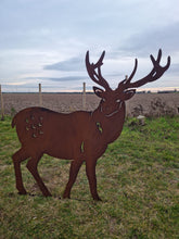 Load image into Gallery viewer, Large Rusty Metal Garden Stag Statue

