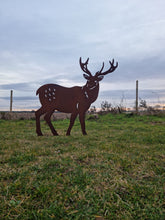 Load image into Gallery viewer, Large Rusty Metal Garden Stag Statue
