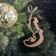Load image into Gallery viewer, JOY Christmas Mantle Tree Decoration / Distressed Gold 5&quot; Tall Carnival Metal Letters
