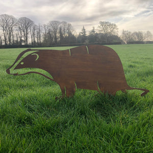 Large Rusty Metal Badger Garden Decoration
