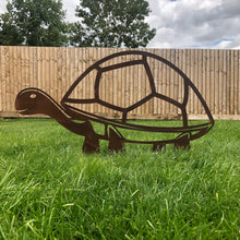 Load image into Gallery viewer, Large Rusty Metal Tortoise Garden Decoration

