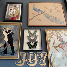 Load image into Gallery viewer, JOY Christmas Mantle Tree Decoration / Distressed Gold 5&quot; Tall Carnival Metal Letters
