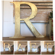 Load image into Gallery viewer, Distressed Gold 5&quot; or 12&quot; Classic Metal Letters, A-Z, 0-9
