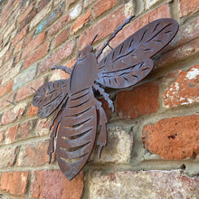 Load image into Gallery viewer, Large Rusty Metal Bee Plaque Wall Art
