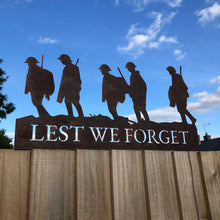 Load image into Gallery viewer, A Rusty Metal Lest We Forget Soldier Scene Garden Decoration
