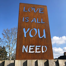 Load image into Gallery viewer, Rusty Metal Love Is All You Need Garden Sign
