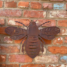 Load image into Gallery viewer, Large Rusty Metal Bee Plaque Wall Art
