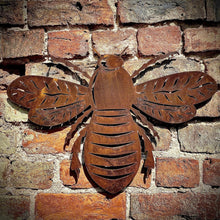 Load image into Gallery viewer, Large Rusty Metal Bee Plaque Wall Art
