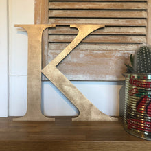 Load image into Gallery viewer, Distressed Gold 5&quot; or 12&quot; Classic Metal Letters, A-Z, 0-9
