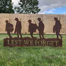Load image into Gallery viewer, A Rusty Metal Lest We Forget Soldier Scene Garden Decoration

