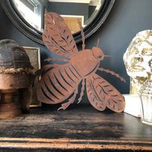 Load image into Gallery viewer, Large Rusty Metal Bee Plaque Wall Art
