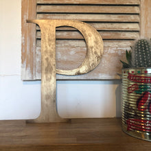 Load image into Gallery viewer, Distressed Gold 5&quot; or 12&quot; Classic Metal Letters, A-Z, 0-9
