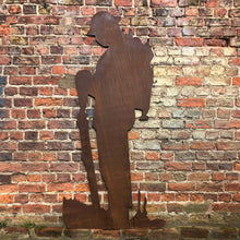 Load image into Gallery viewer, XL Lifesize Rusty Metal Soldier Garden Statue
