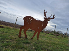 Load image into Gallery viewer, Large Rusty Metal Garden Stag Statue
