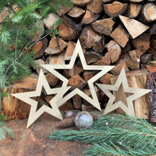 Load image into Gallery viewer, 3 X Rustic Gold Stars Christmas Decorations
