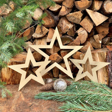 Load image into Gallery viewer, 3 X Rustic Gold Stars Christmas Decorations

