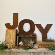 Load image into Gallery viewer, JOY Rusty Metal Letters Christmas Mantle Fireplace Decoration
