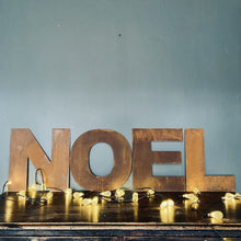 Load image into Gallery viewer, NOEL Christmas Mantle Fireplace Decoration / Rusty 12&quot; Tall Fat Font Metal Letters
