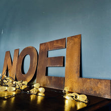 Load image into Gallery viewer, NOEL Christmas Mantle Fireplace Decoration / Rusty 12&quot; Tall Fat Font Metal Letters
