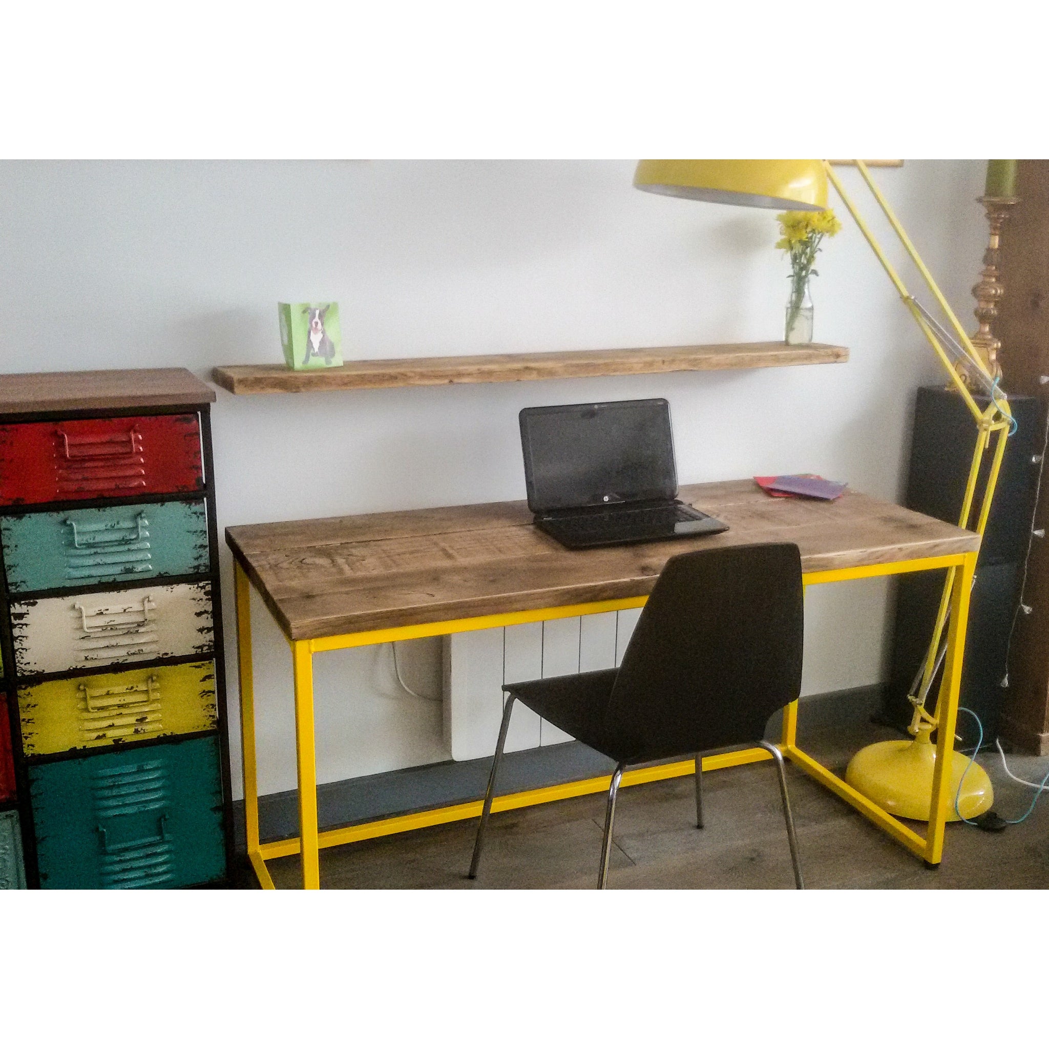 Yellow sales metal desk