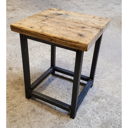 Reclaimed Rustic Scaffold Board & Steel Industrial Look Stool \ Side Table \ Night Stand \ Bar Stool