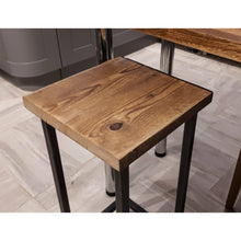 Load image into Gallery viewer, Reclaimed Rustic Scaffold Board &amp; Steel Industrial Look Stool \ Side Table \ Night Stand \ Bar Stool
