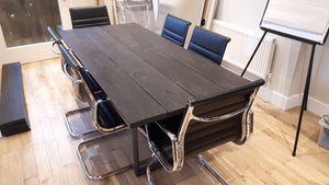 Meeting Room Rustic Table made from Scaffold Boards & Steel Box Section Legs