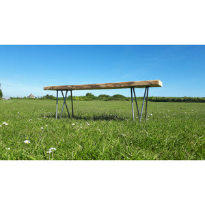 Reclaimed Scaffold Board Rustic Bench With Hairpin Legs