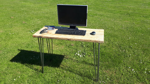 Reclaimed Scaffold Board Rustic Industrial Look Desk with Hairpin Legs