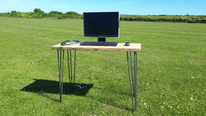 Reclaimed Scaffold Board Rustic Industrial Look Desk with Hairpin Legs