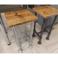 Load image into Gallery viewer, Reclaimed Rustic Scaffold Board &amp; Tube Industrial Look Stool \ Bar Stool

