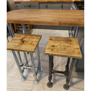 Reclaimed Rustic Scaffold Board & Tube Industrial Look Stool \ Bar Stool