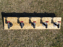 Load image into Gallery viewer, Industrial Style Reclaimed Scaffold Board Coat Hook / Rack with Steampunk Iron Pipe Tap Hooks
