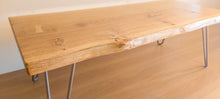 Load image into Gallery viewer, Waney Edge Pippy Oak Slab Coffee Table with Hairpin Legs 100x45cm
