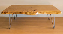 Load image into Gallery viewer, Products Waney Edge Pippy Oak Slab Coffee Table with Hairpin Legs 
