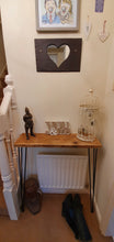 Load image into Gallery viewer, Reclaimed Scaffold Board Console / Hallway Table with Hairpin Legs
