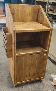 cafe or restaurant host stand made from reclaimed scaffold boards