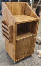 Load image into Gallery viewer, cafe or restaurant host stand made from reclaimed scaffold boards
