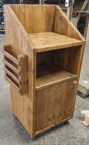cafe or restaurant host stand made from reclaimed scaffold boards