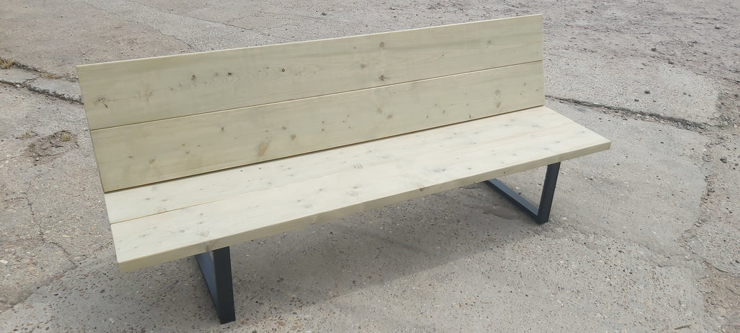 Pressure Treated Timber & Steel Bench with Back