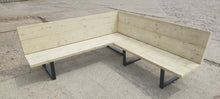 Load image into Gallery viewer, Pressure Treated Timber &amp; Steel Garden Corner Bench / Sofa - 37cm Seat Height

