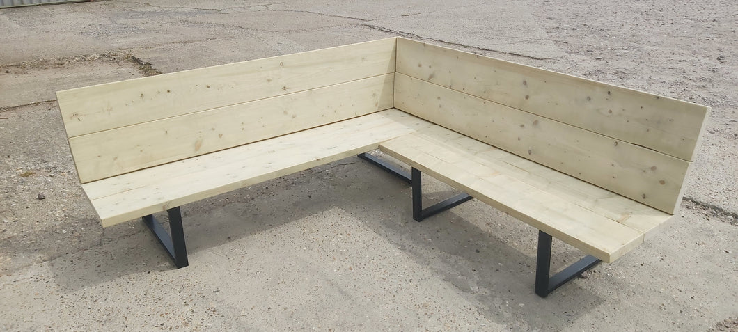 Pressure Treated Timber & Steel Garden Corner Bench / Sofa - 37cm Seat Height