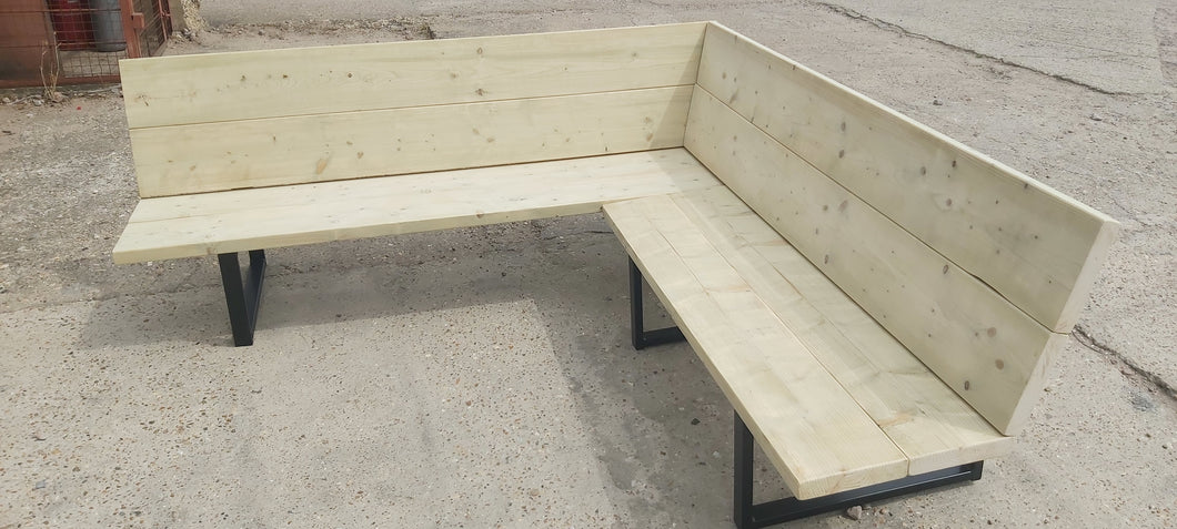 Pressure Treated Timber & Steel Garden Corner Bench / Sofa - 45cm Seat Height