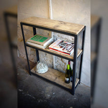 Load image into Gallery viewer, Industrial Style Steel &amp; Reclaimed Scaffold Board Rustic Shelving Unit
