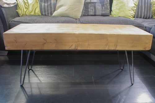 Laminated Chunky Timber Coffee Table with Hairpin Legs