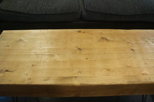 Laminated Chunky Timber Coffee Table with Hairpin Legs