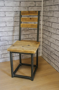 Reclaimed Rustic Scaffold Board & Steel Industrial Look Dining Chair / Bar Stool