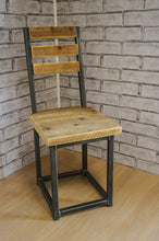 Load image into Gallery viewer, Reclaimed Rustic Scaffold Board &amp; Steel Industrial Look Dining Chair / Bar Stool
