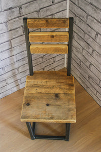 Reclaimed Rustic Scaffold Board & Steel Industrial Look Dining Chair / Bar Stool